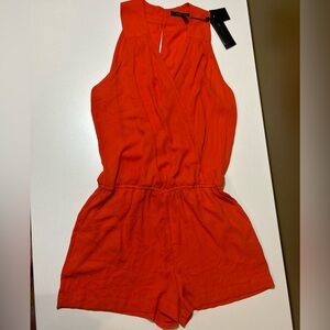 BCBGMaxAzria Bold Orange Halter Romper